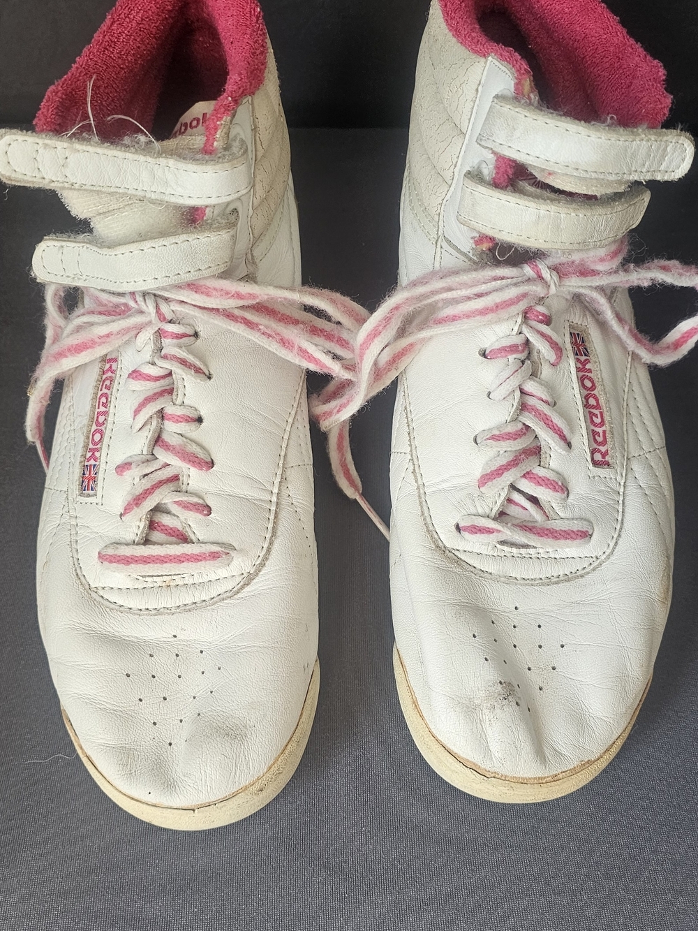 Vintage Reebok Freestyle Hi White & Pink High Tops | 80s Aerobics Sneakers | Wom